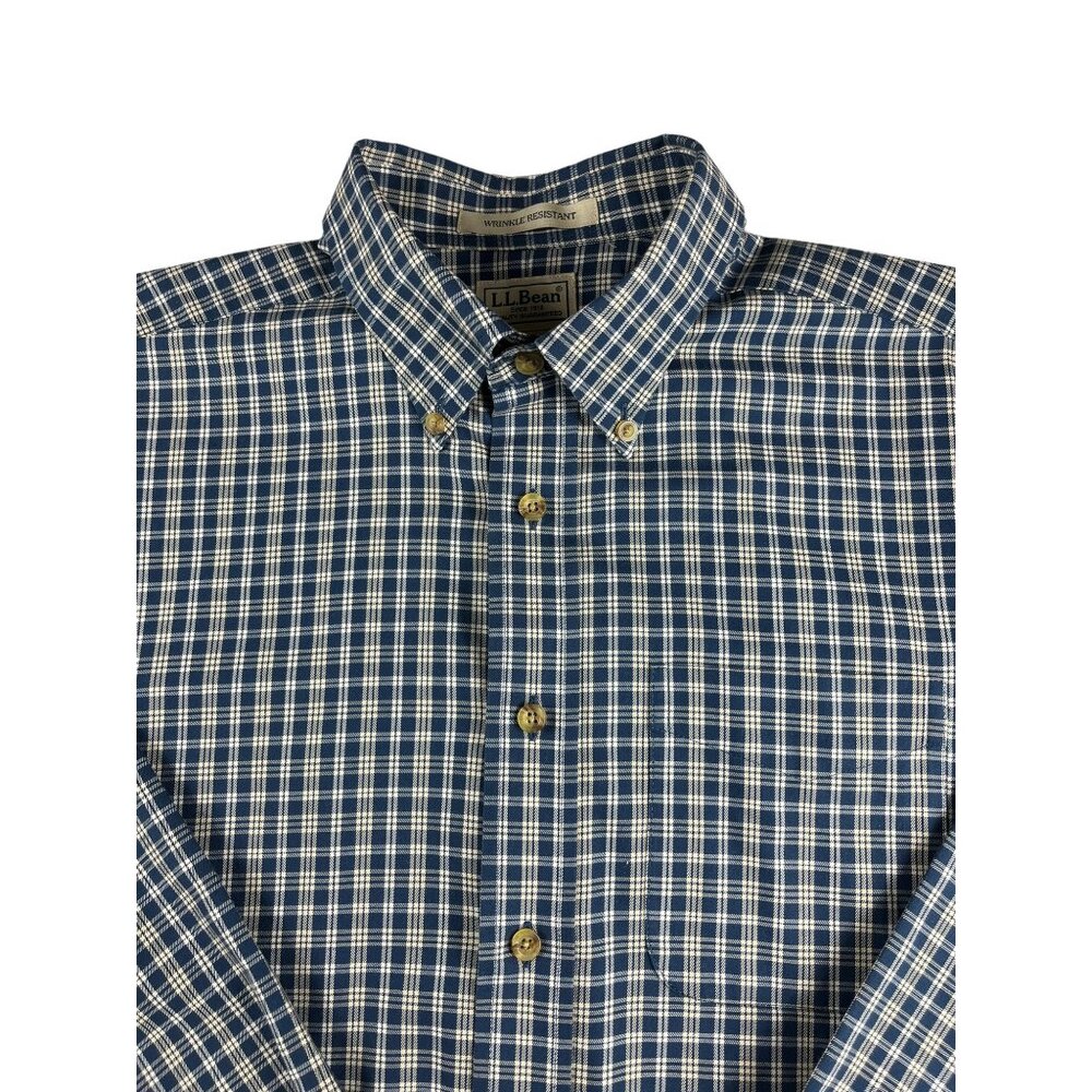 L.L. Bean Wrinkle Resistant Plaid Long Sleeve Button-down Shirt Size Medium